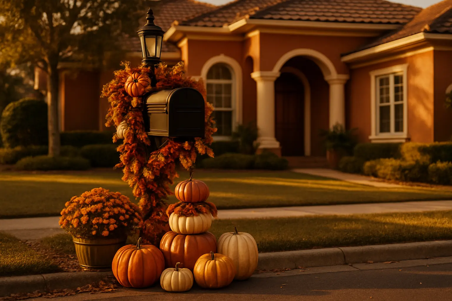 Mailbox & Lamppost Fall Decor