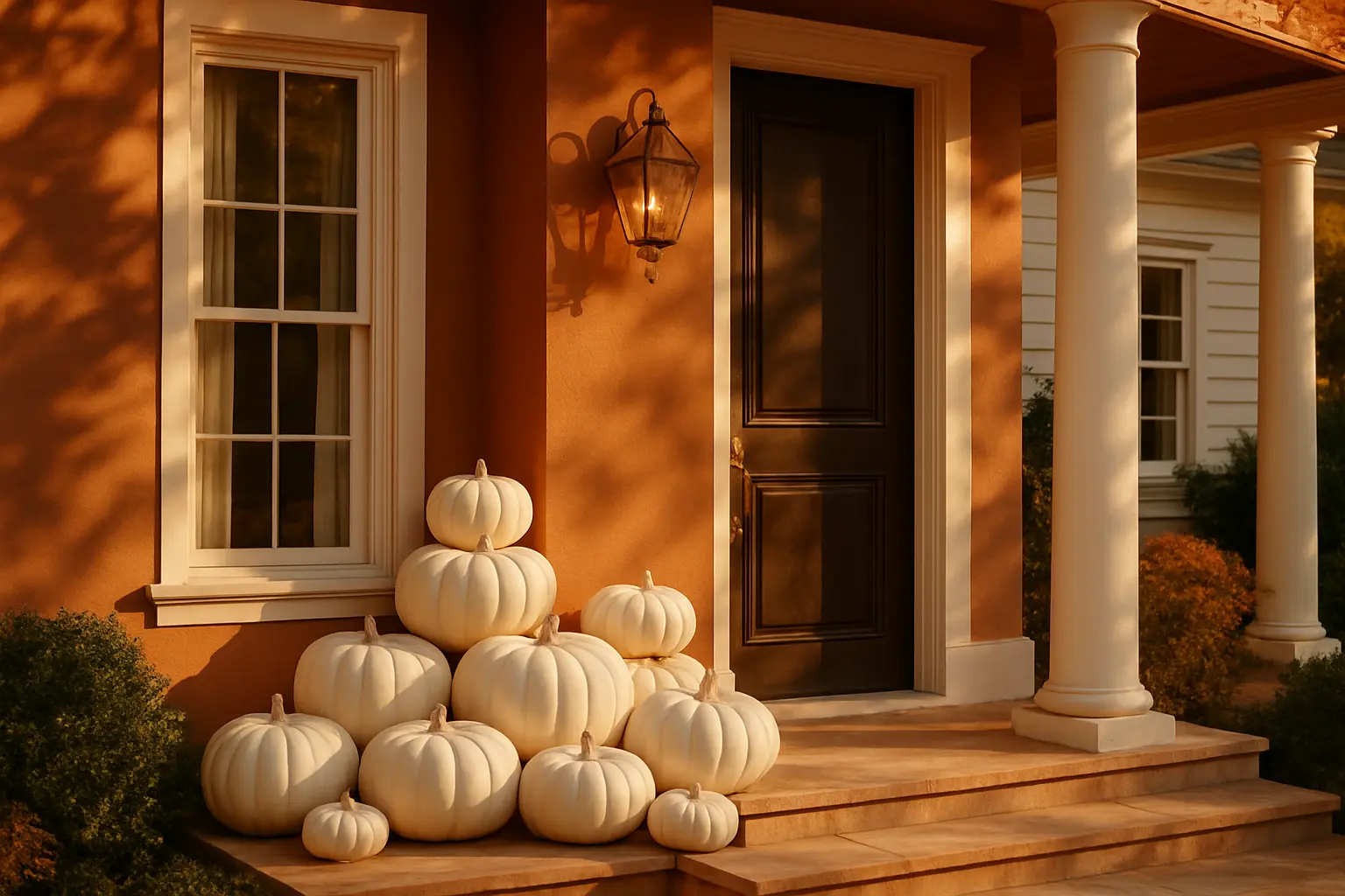 Designer faux pumpkin porch display, style 2, Orlando area