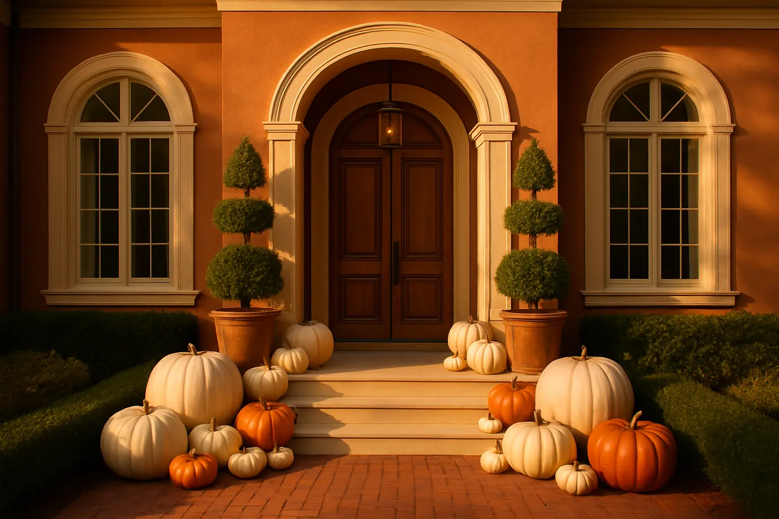 Designer faux pumpkin porch display, style 5, Orlando area