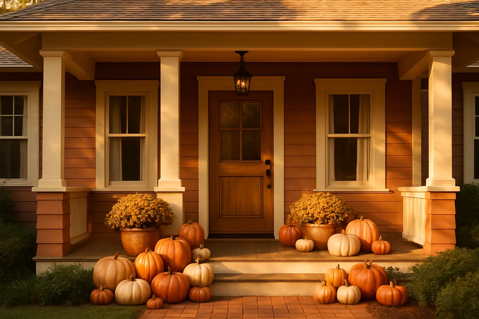 Designer faux pumpkin porch display, style 6, Orlando area